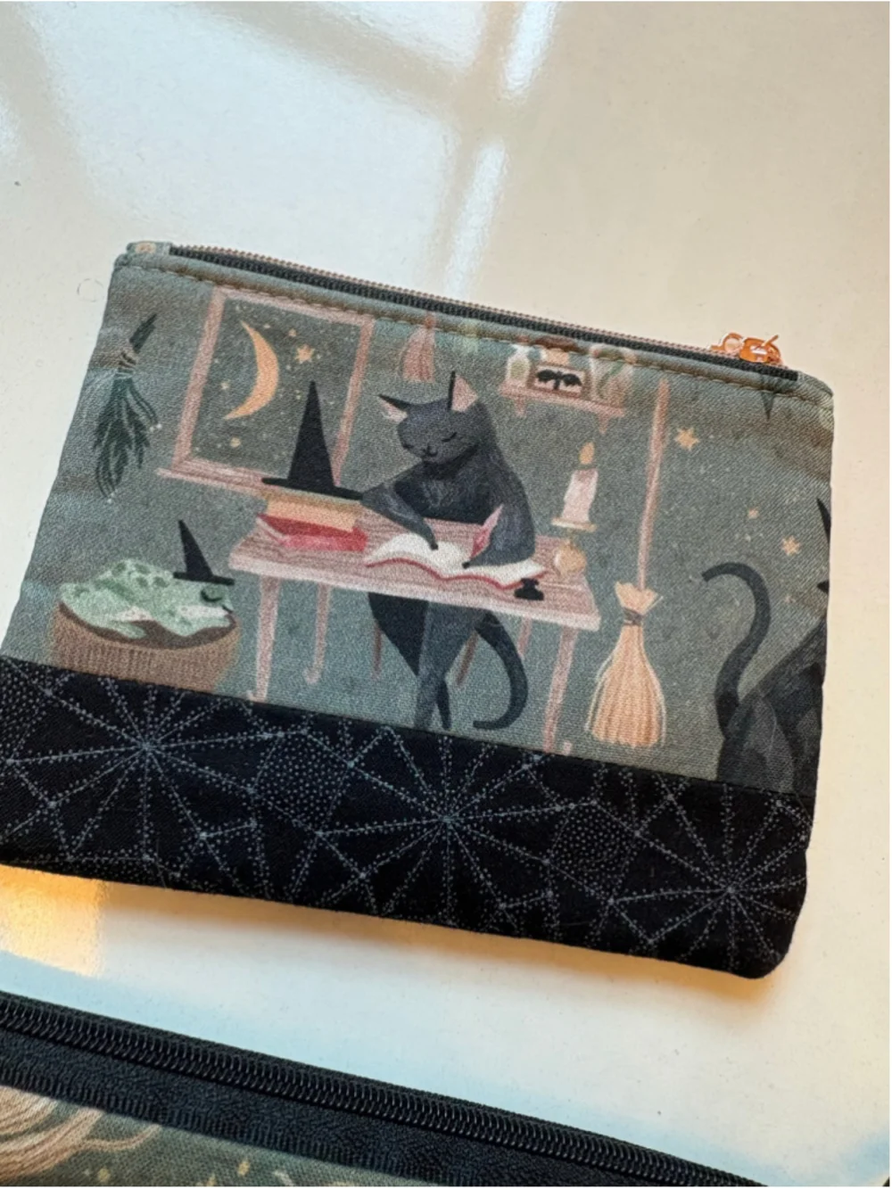 Handmade Spooky Zipper Pouch Set | Halloween Cosmetic & Coin Bags | 2-Piece